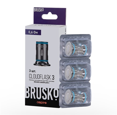 ИСПАРИТЕЛЬ BRUSKO CLOUDFLASK 3, 0.6 ОМ (3 ШТ) Vape-Elita Магазин электронных испарителей и сигарет
