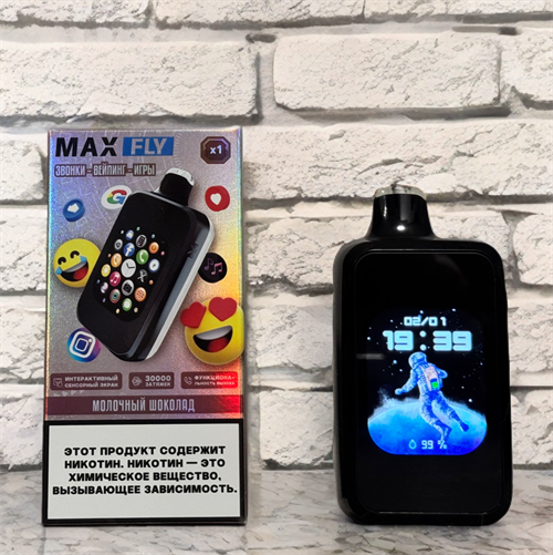 Max Fly 30000 - 30000 затяжек с возможностью принимать звонки, сообщения соцсетей, с сенсорным экраном и играми Vape-Elita Магазин электронных испарителей и сигарет