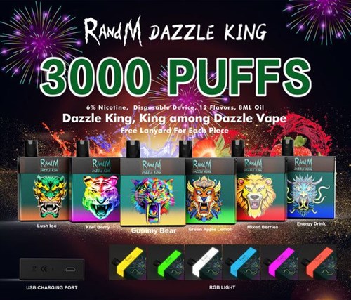 R AND M DAZZLE KING - 3000 затяжек с подсветкой и зарядкой Vape-Elita Магазин электронных испарителей и сигарет