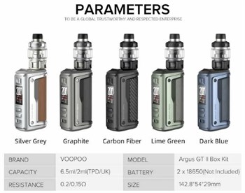 VooPoo Argus GT 2 200W Mod Kit Vape-Elita Магазин электронных испарителей и сигарет