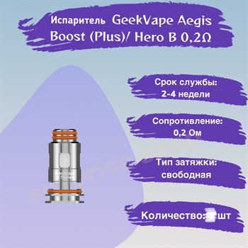 Испарители B Coil B0.2 ohm - 5 шт. для GeekVape Aegis Boost (Plus / luxury edition / Hero / Z50 kit / Z nano tank / H45 /M100)/ Hero Vape-Elita Магазин электронных испарителей и сигарет